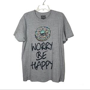 Rebel Society “Worry Be Happy” Graphic Short Sleeve T-shirt Size L